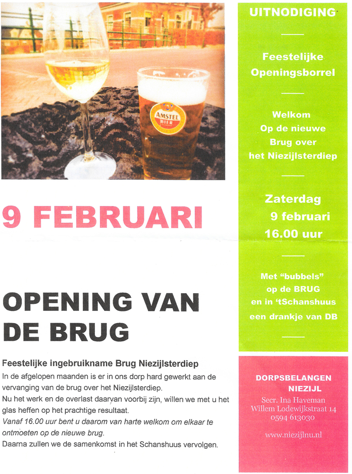 Feestelijke ingebruikneming Brug Niezijlsterdiep Feestelijke ingebruikneming Brug Niezijlsterdiep